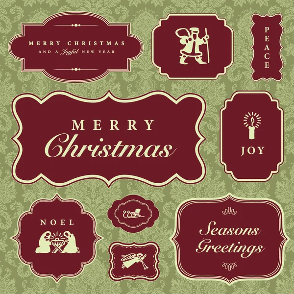 ベクトルのクリスマス フレームと装飾品 — ストックベクタ