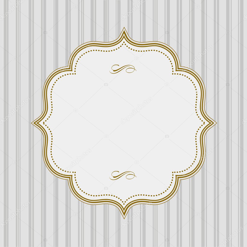 Vector Striped Background and Gold Frame