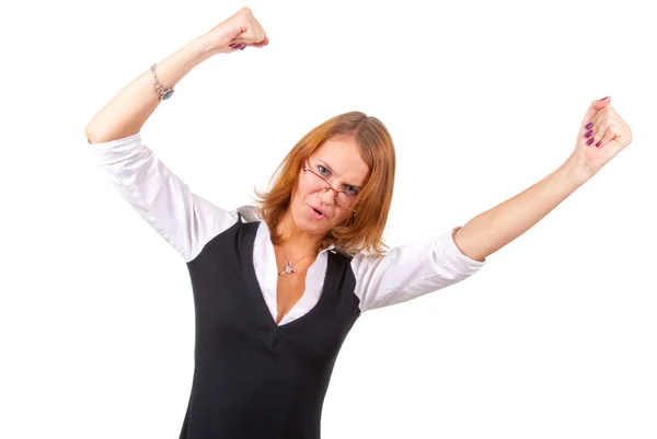 Angry businesswoman waving his arms — Stock Photo, Image