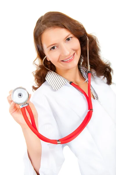 Giovane medico femminile ascolta — Foto Stock