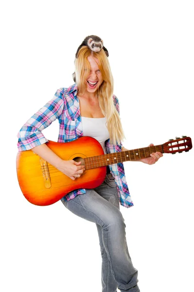 stock image Girl playing the guitar