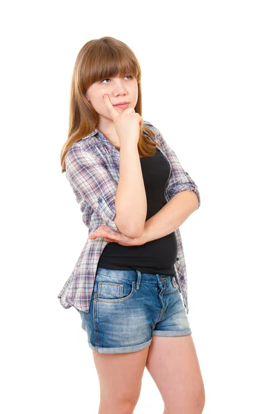 Teen girl thinks about something — Stock Photo, Image