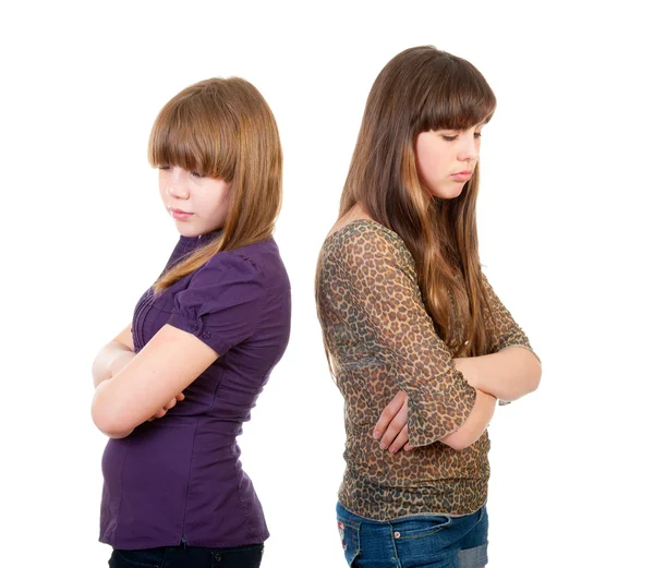 Quarrel meninas isoladas — Fotografia de Stock