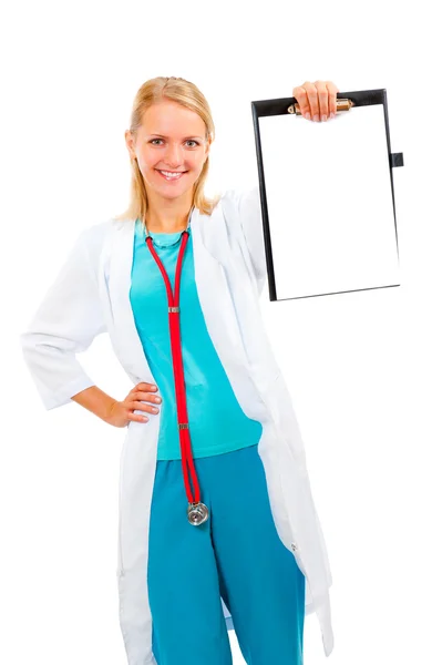 Doctor shows a file holder — Stock Photo, Image