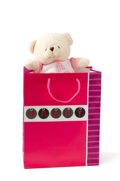 Medvěd v paketu dárek — Stock fotografie