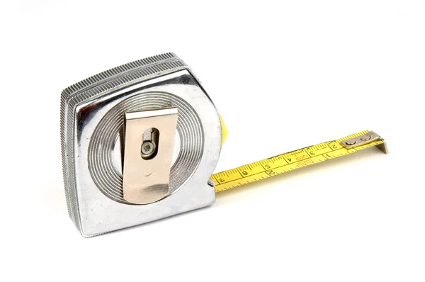 흰색 배경 위에 노란색 테이프 도구를 측정 — 스톡 사진