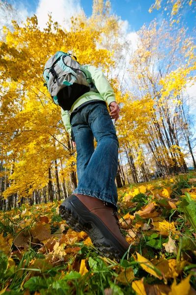 Escursionista giovane uomo a piedi — Foto Stock