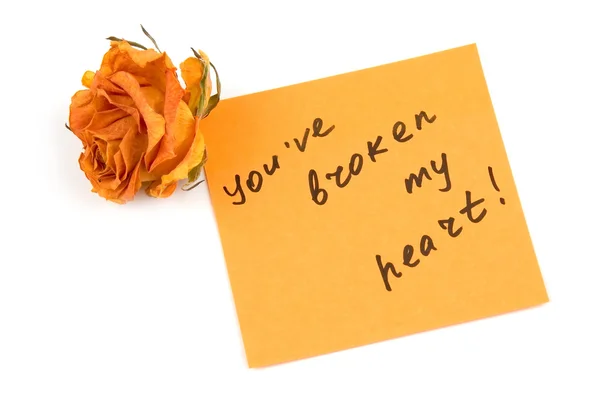 Orange note paper with inscription — Stock Photo, Image