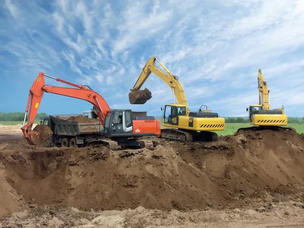 Three Excavators — Stock Fotó