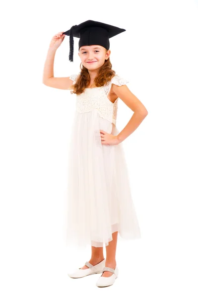 Dívka oblečená bakalářské cap — Stock fotografie