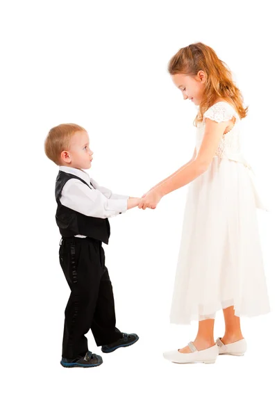 Хлопчик і дівчинка вчаться танцювати — стокове фото