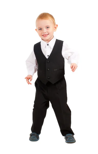 Wesoły mały biznesmen chłopiec — Zdjęcie stockowe