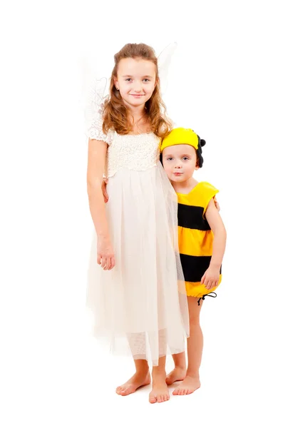 Irmão e irmã em trajes de carnaval — Fotografia de Stock