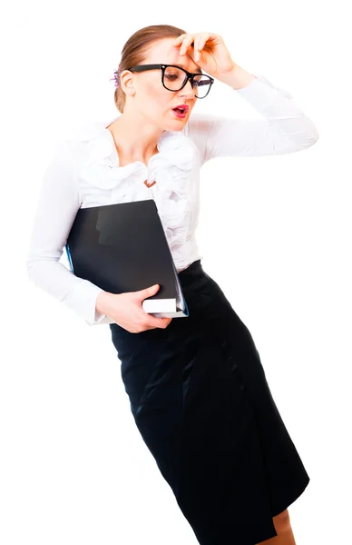Tired businesswoman has a headache. — Stock Photo, Image