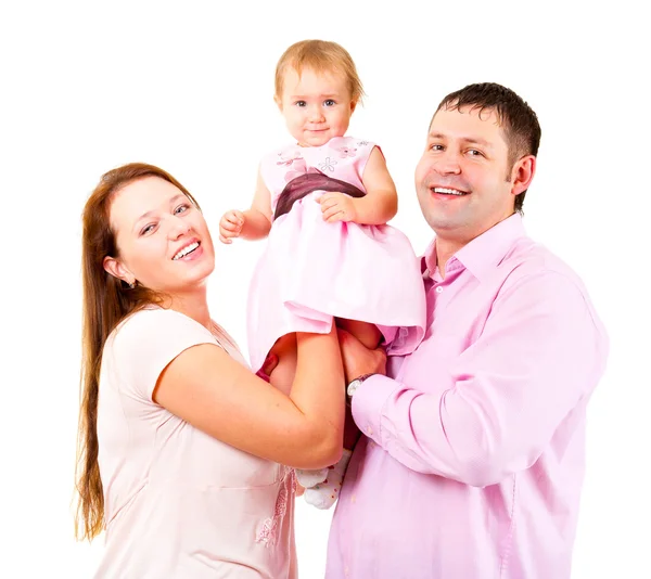 Anya, apa és kislányom - boldog család — Stock Fotó