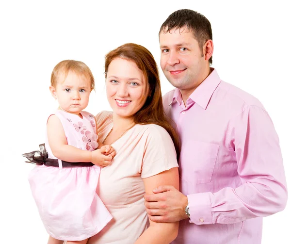 Moeder, vader en kleine dochter - en gelukkige familie — Stockfoto