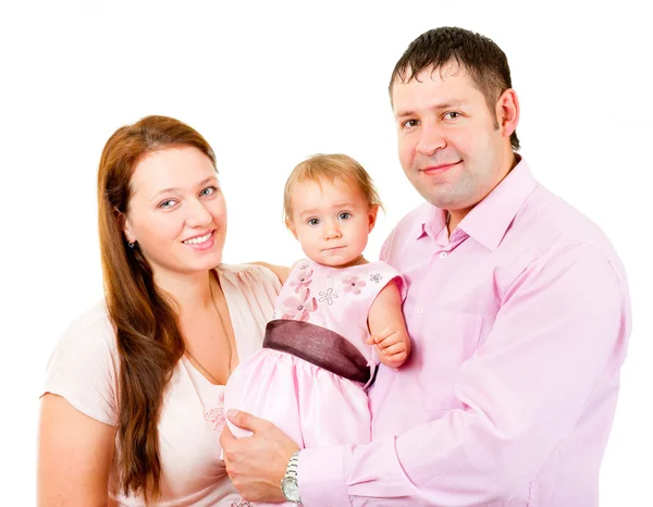 Moeder, vader en kleine dochter - en gelukkige familie — Stockfoto