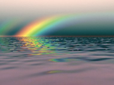 Rainbow over the sea clipart