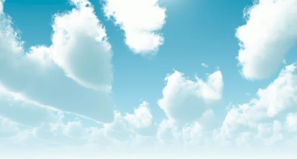 Blauwe lucht en witte pluizige wolken — Stockfoto