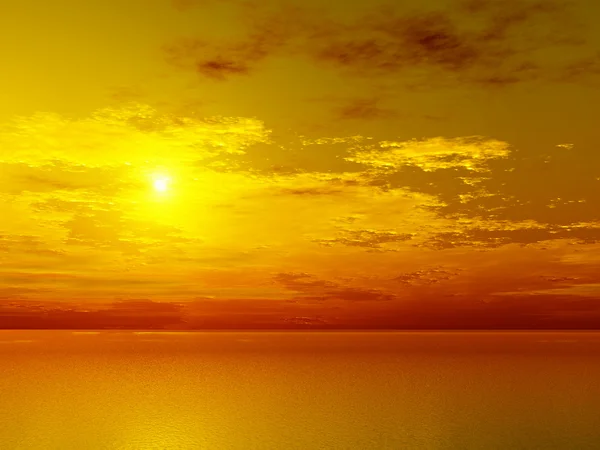 Prachtige zonsondergang boven de zee — Stockfoto