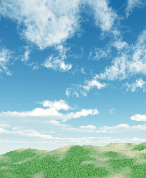 Grüne Wiese und grüner Himmel — Stockfoto