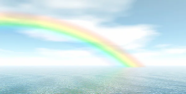 Regenboog over de zee — Stockfoto