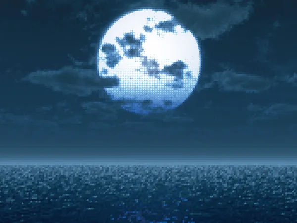 Ful moon över havet. vektor illustration — Stock vektor