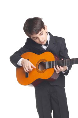 Learning guitar playing clipart