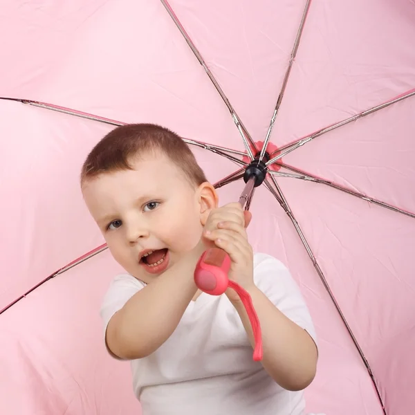 Garçon avec parapluie — Photo