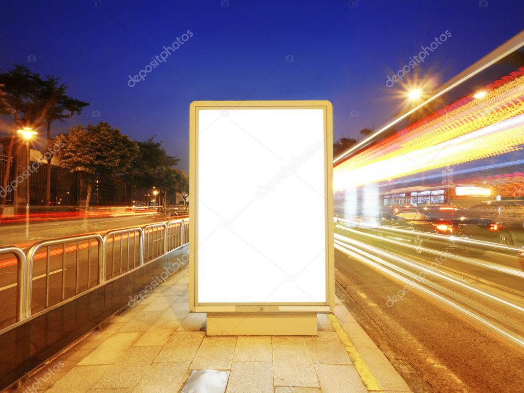 Blank billboard on sidewalk