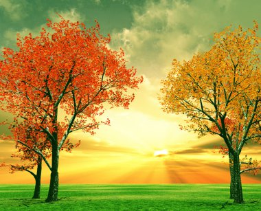 Autumn scenery clipart