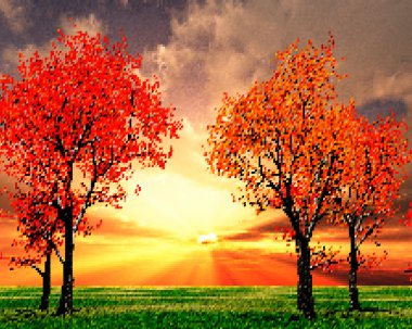 Beautiful autumn landscape illustration clipart