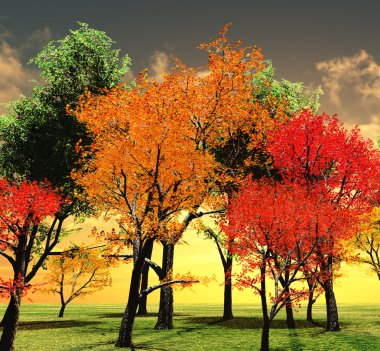 Beautiful autumn sunset clipart