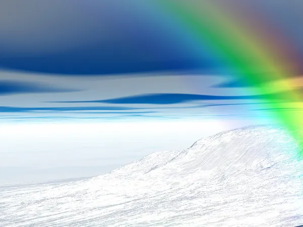 Paisagem de inverno com arco-íris — Fotografia de Stock