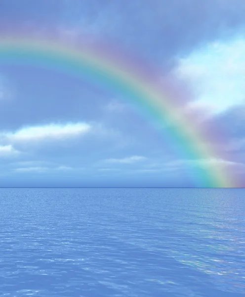 Красивый морской пейзаж с радугой — стоковое фото