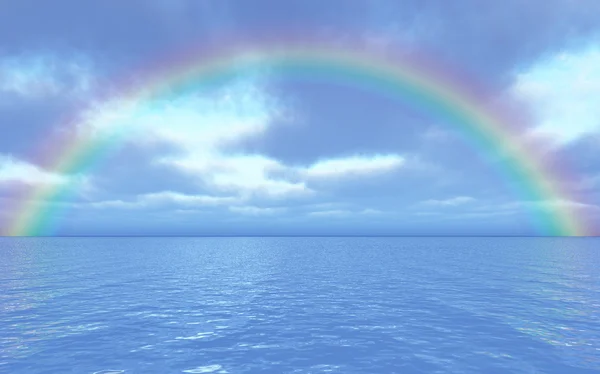 Wunderschöne Meereslandschaft mit Regenbogen — Stockfoto