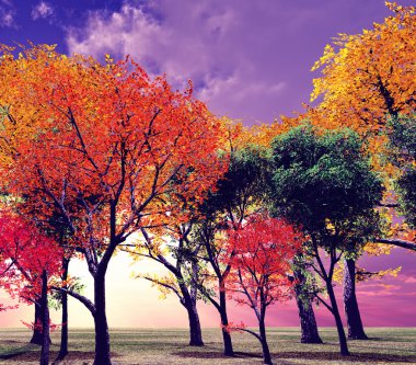 Beautiful autumn landscape clipart