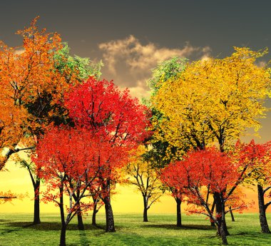 Beautiful autumn sunset clipart