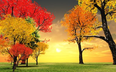 Beautiful autumn sunset clipart