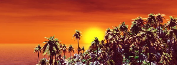 Krásný západ slunce nad ostrovem — Stock fotografie