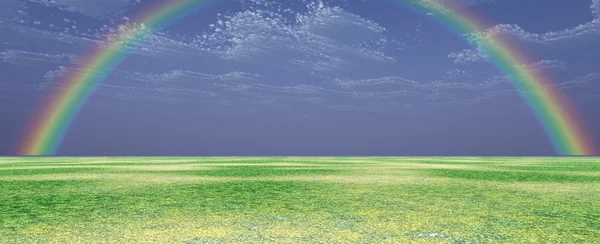 Schöne Landschaft mit Regenbogen — Stockfoto
