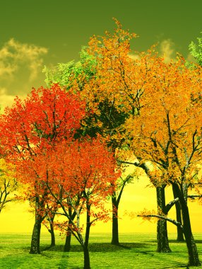 Beautiful autumn sunset clipart