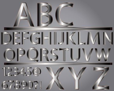 Metallic style alphabet clipart