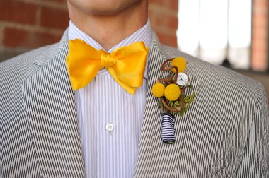 Seersucker Suit with yellow bowtie clipart