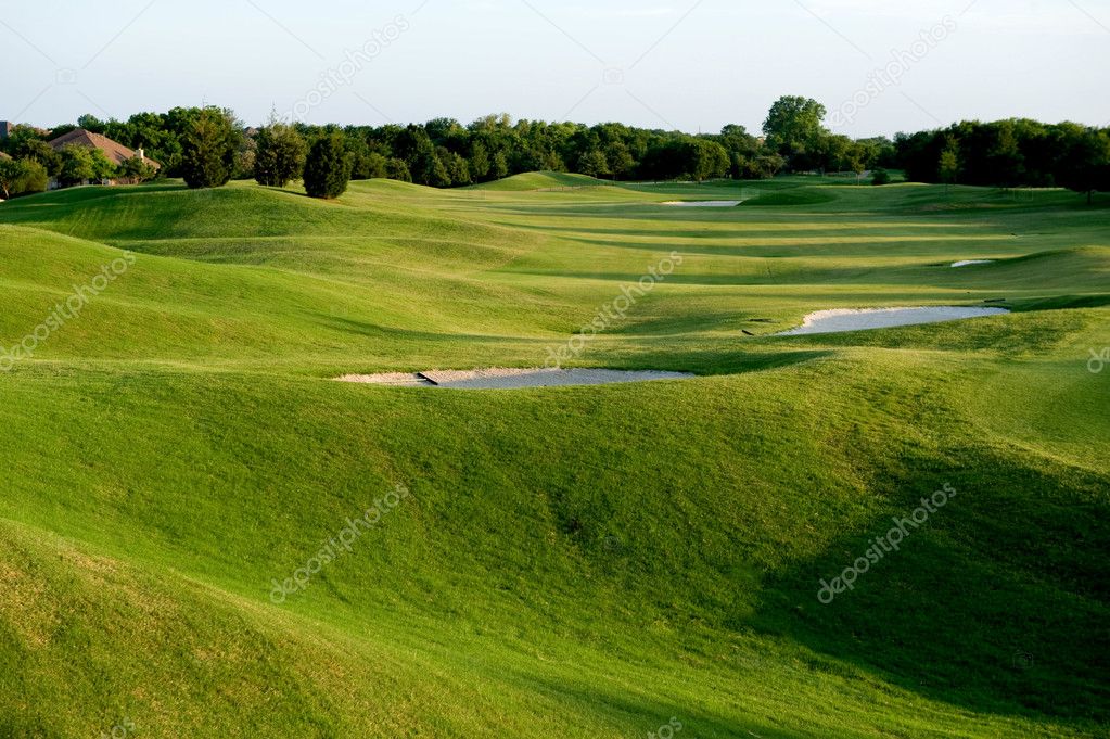 A vibrant green golf course