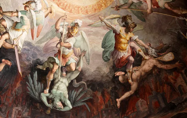 Angels Vanquishing Fresco — Stock Photo, Image