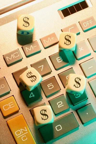 Dice on Calculator — Stock Photo, Image