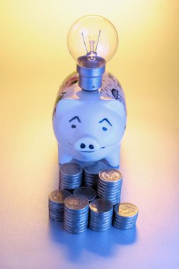 Piggy Bank and Lightbulb clipart