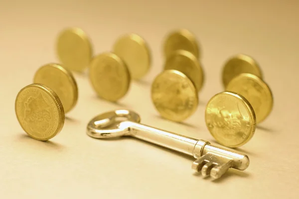 Kulcs és -érmék — Stock Fotó