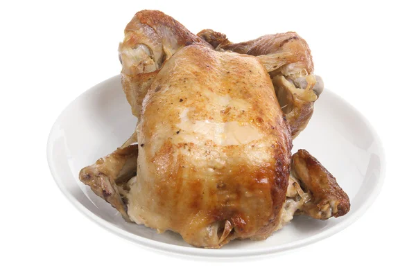 Pollo arrosto sul piatto — Foto Stock